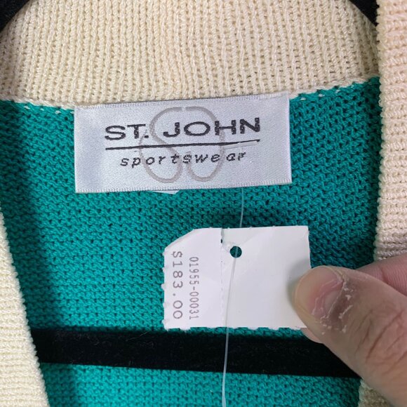 NWT $183 St.‎ John Sportwear Open Front Cardigan Turquoise Blue Women’s Sz Small - Picture 6 of 9